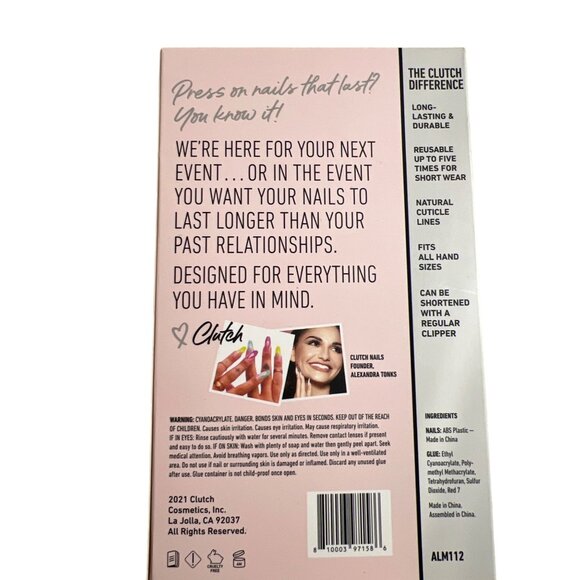 Clutch Nails Stormy Grey Almond Press-On Nails With Nail File & Glue New Sealed - Picture 4 of 4